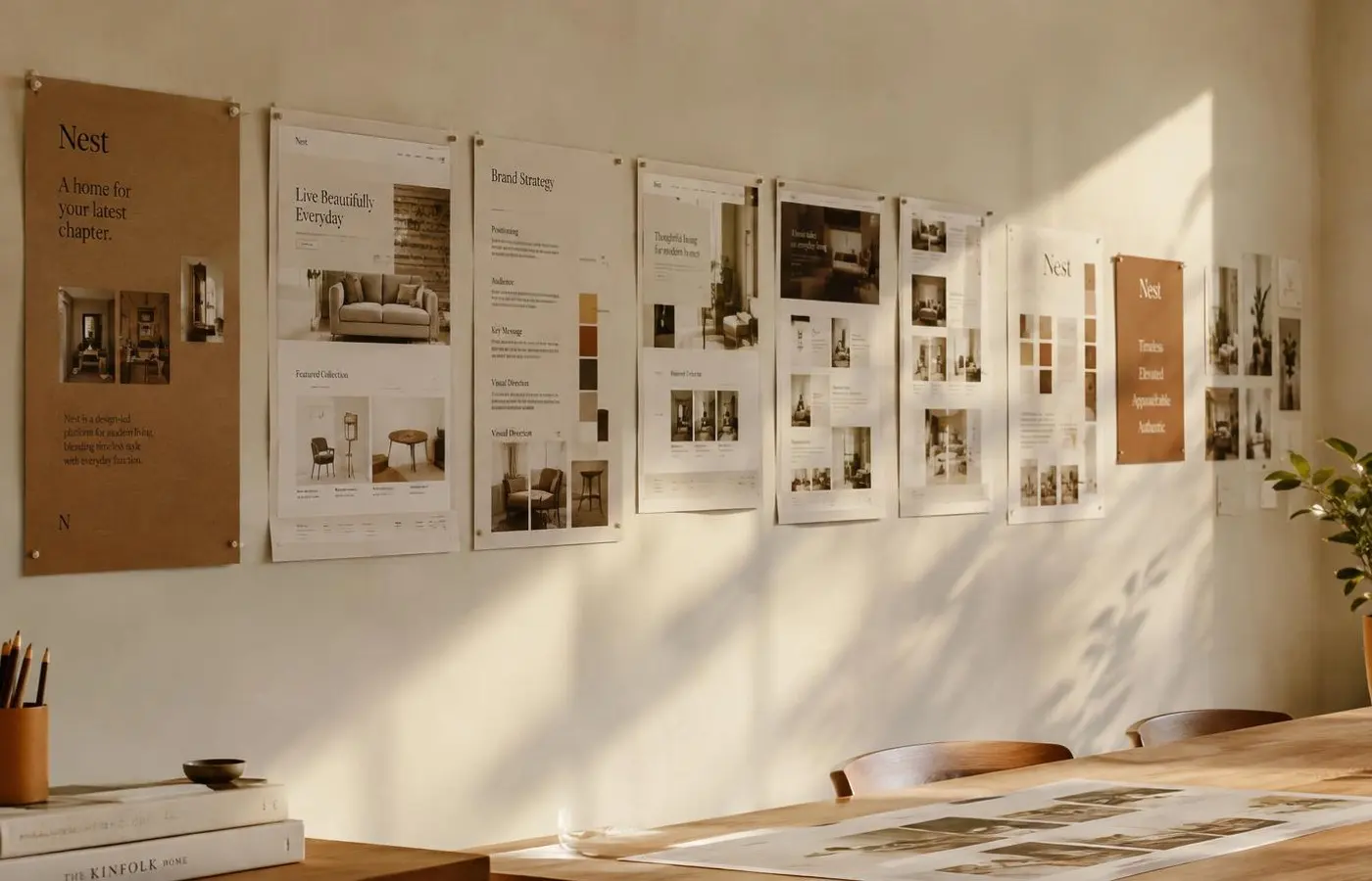 Printed website layouts in the studio